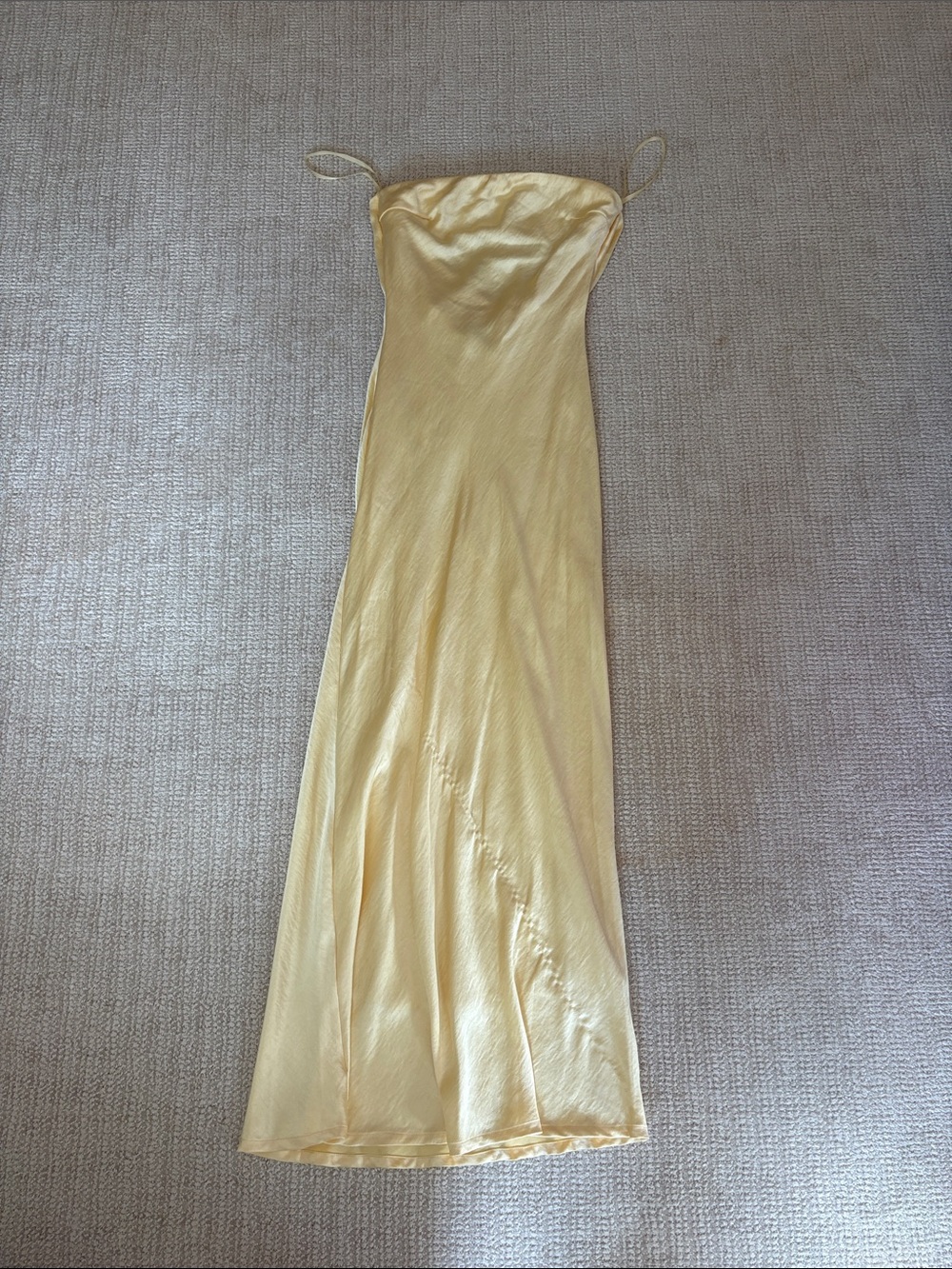 Satin Slip Dress in Pale Yellow – Sleek Women's Evening Dress
